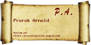 Prorok Arnold névjegykártya